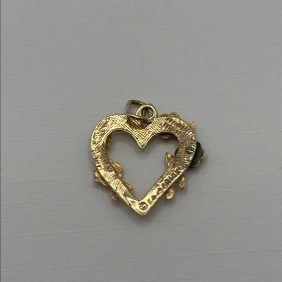 VTG French 14K Gold Floral Heart Love Charm Pendant Rose Gold 1980s opulence - Picture 2 of 8